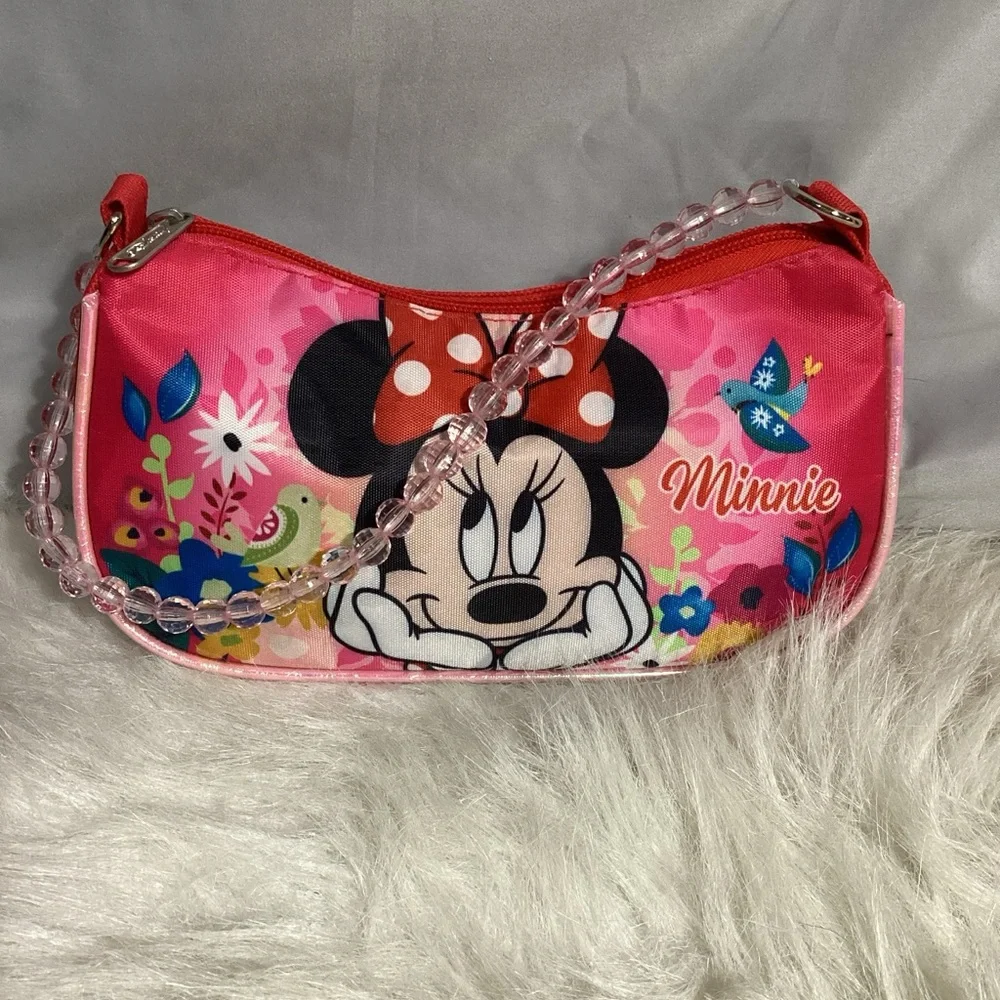 Disney Minnie Mouse Child’s Shoulder Handbag w/ Beaded Strap EUC